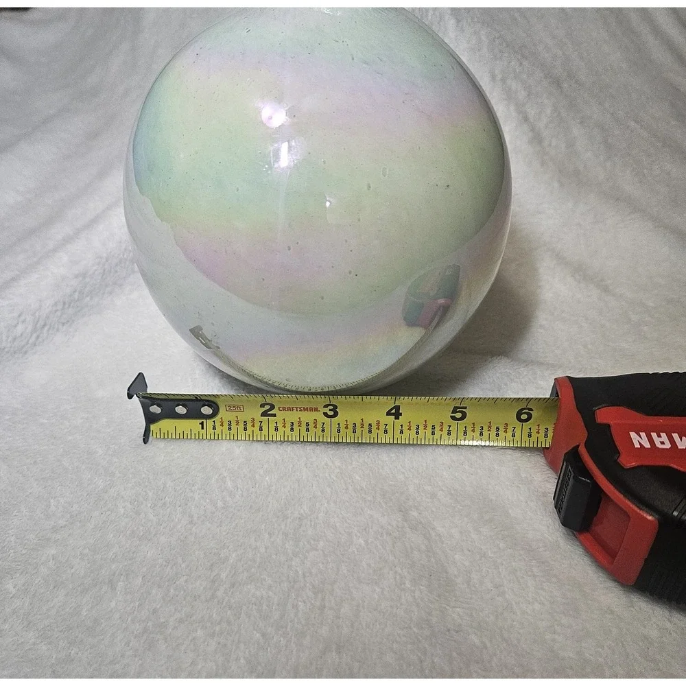 Christmas Ornament Hand Blown Glass Iridescent Angel Aura Glass Loop Pearl Heavy